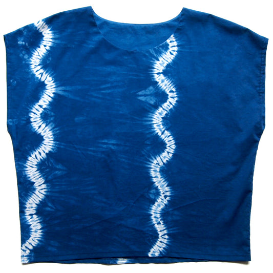 Indigo Stitch Resist Shibori Box Top (double row, right side)
