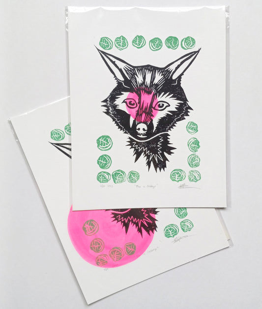 Fox + Cabbage on Paper 8.5" x 11"