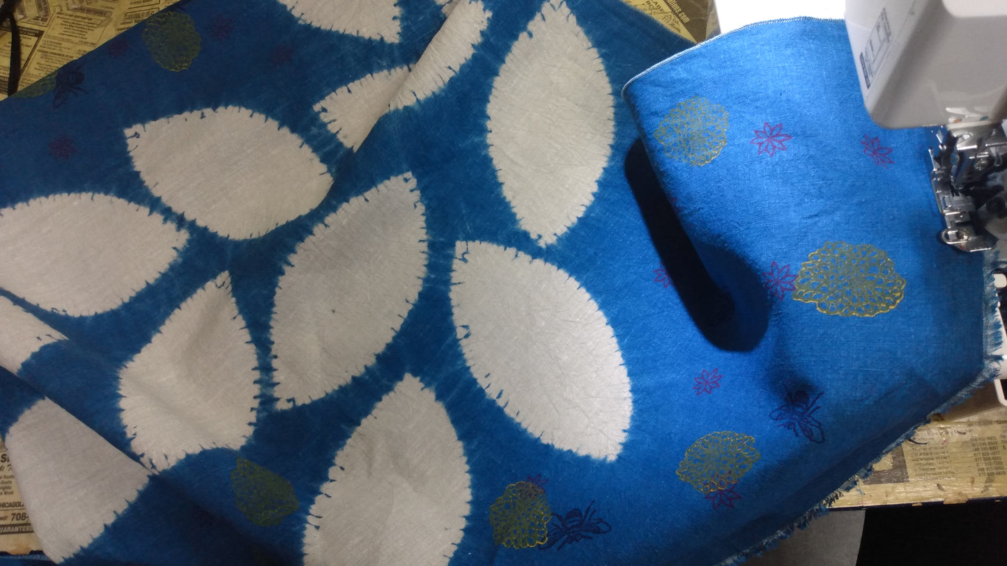 Indigo Dyed Polka Print Linen Center Piece