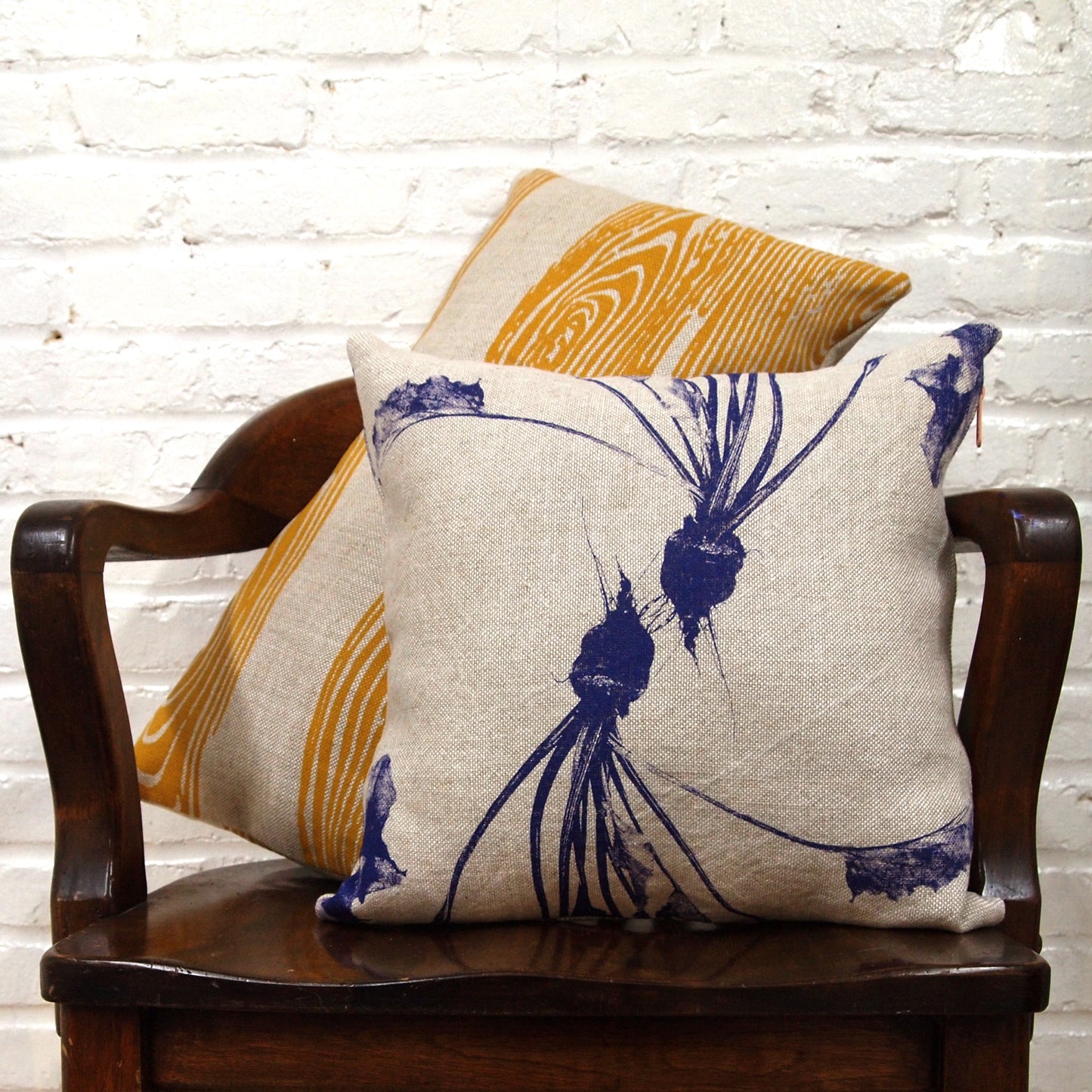 Custom Printed and Made Silkscreened Basketweave Linen Pillows