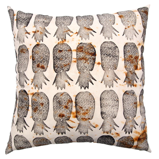 Rust Dyed Pineapple Block Print Pillow // Made to Order