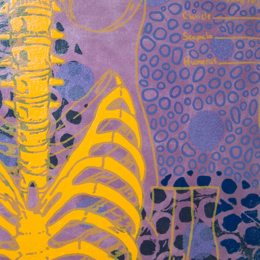 Purples Painting + Silkscreen Textile Wall Art 10" x 10"