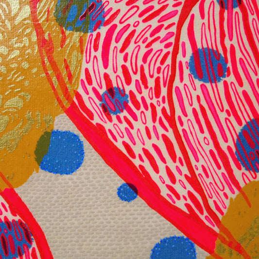Primaries Painting + Silkscreen Textile Wall Art 8" x 8"