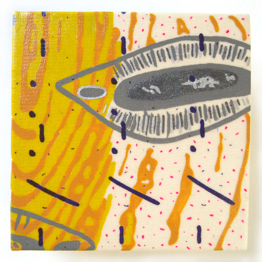 Naturals Painting + Silkscreen Textile Wall Art 4" x 4"