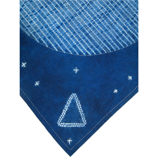 Stitching Resist Shibori + Embroidered Fabric; Moon