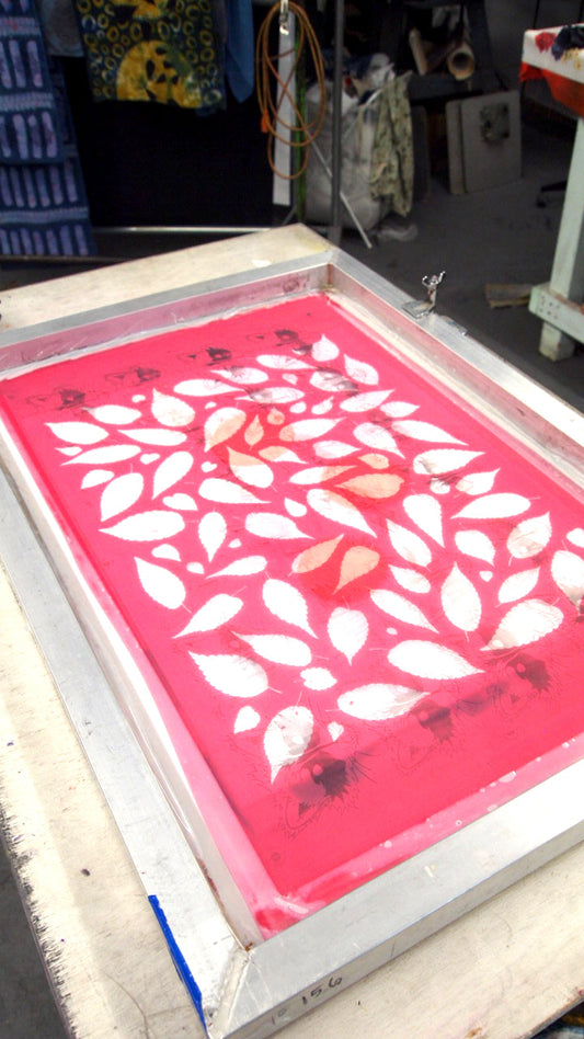 #2 Metallic Silver Fern with Navy and Teal Screenprint on Paper