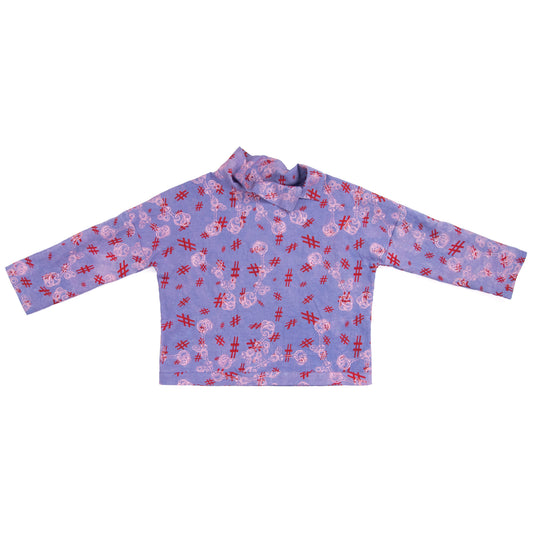Purple Linen Pullover with Popped Collar