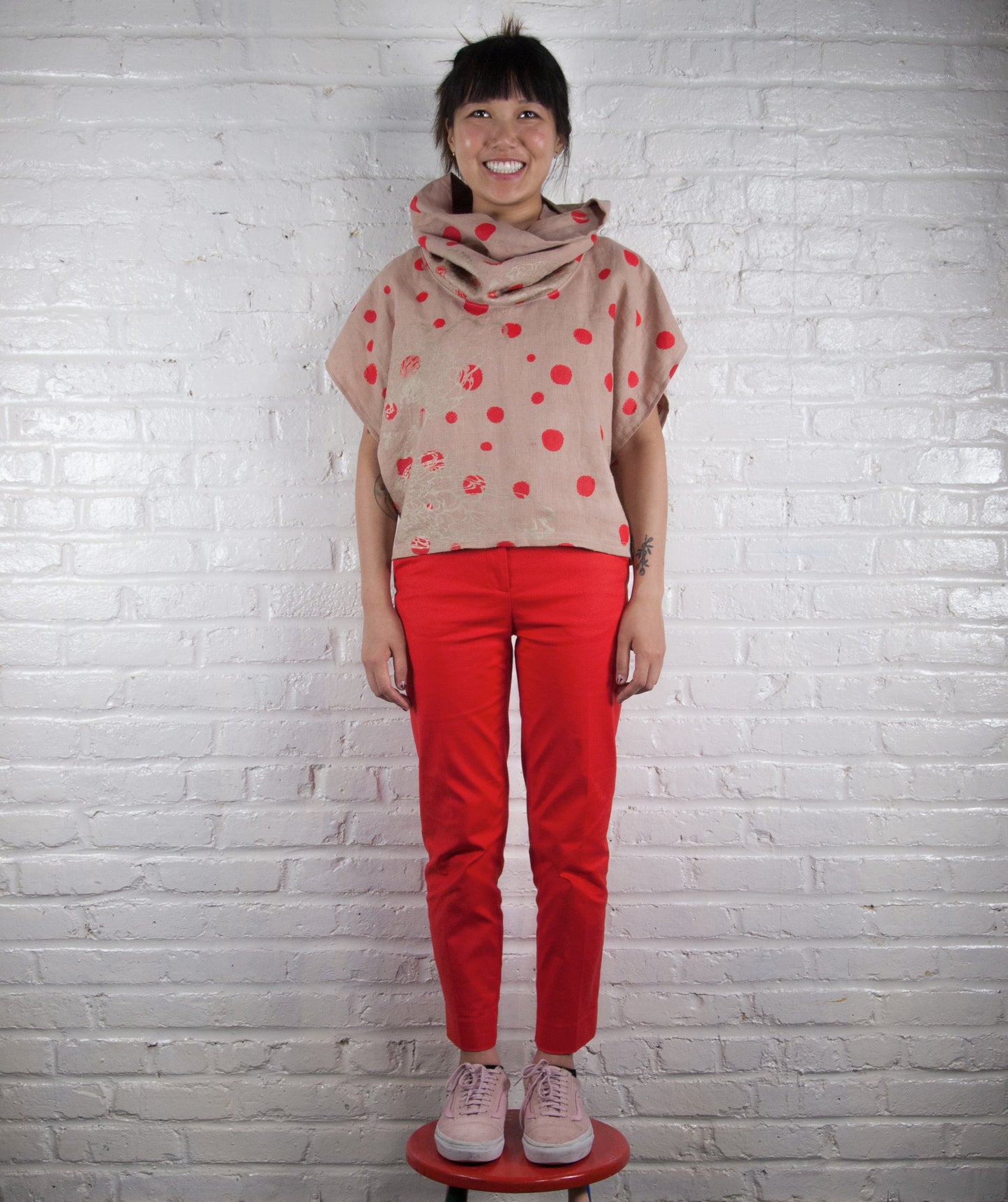 Printed Indigo Blue Custom High Neck Cozy Top