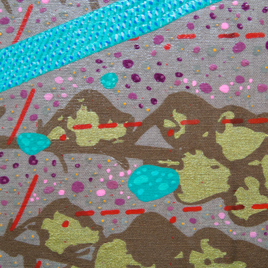 Rose Gold Painting + Silkscreen Textile Wall Art 6" x 6"