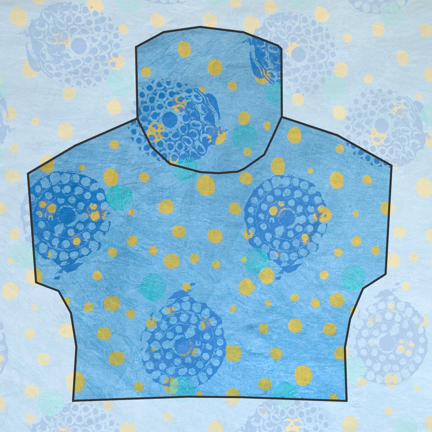 Hand Screenprinted Indigo Dyed Cotton/Linen by Yard // Blue, Periwinkle, Teal, Yellow