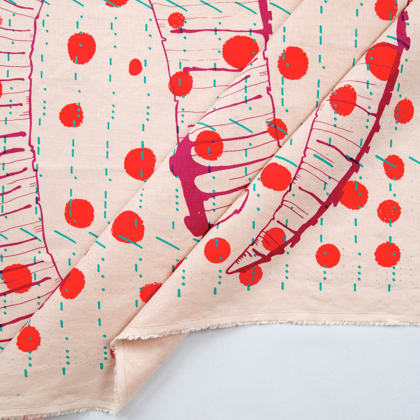 Pink Linen Kimono Style Wrap with Polka Dots