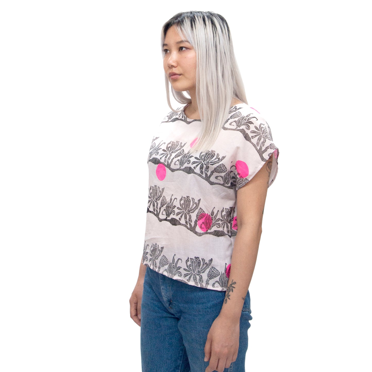 Cotton Sheer Top // Bundle Dyed with Ibex horn Print