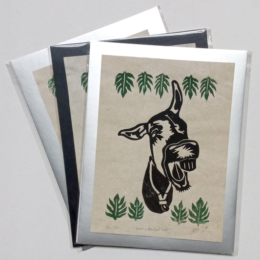 Burro + Breadfruit on Paper 8.5" x 11" on handmade paper