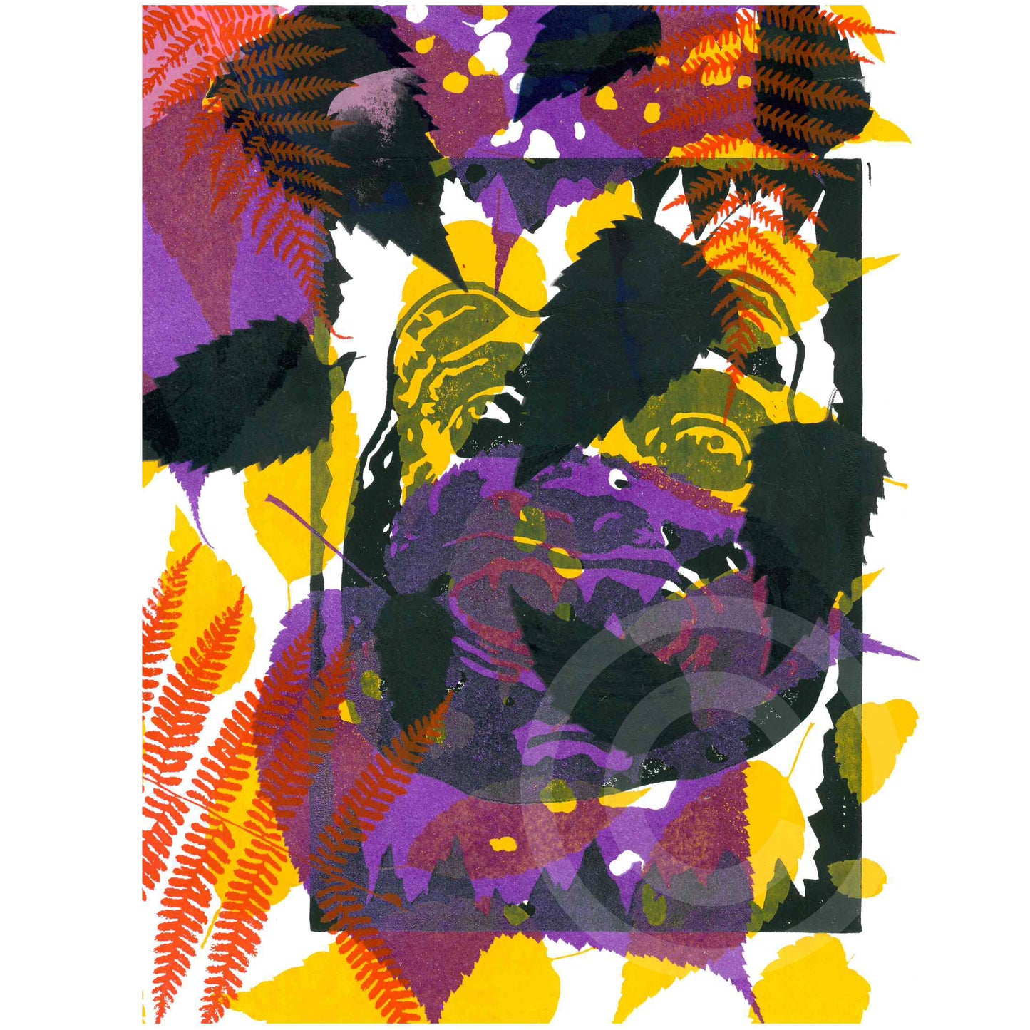 Bear with Leaves Layered Print Two