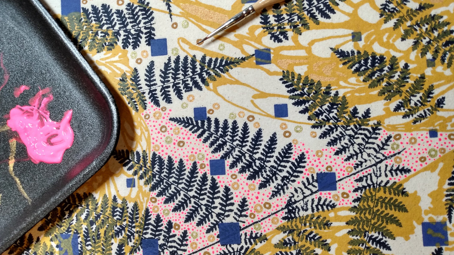 Painting + Silkscreen Textile Wall Art 18" x 24"