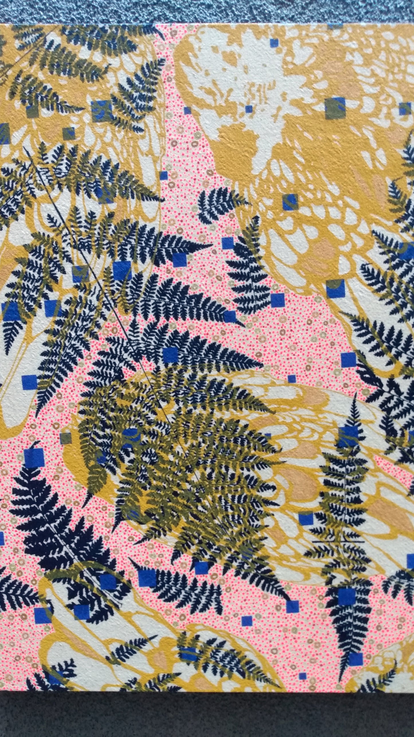 Painting + Silkscreen Textile Wall Art 18" x 24"