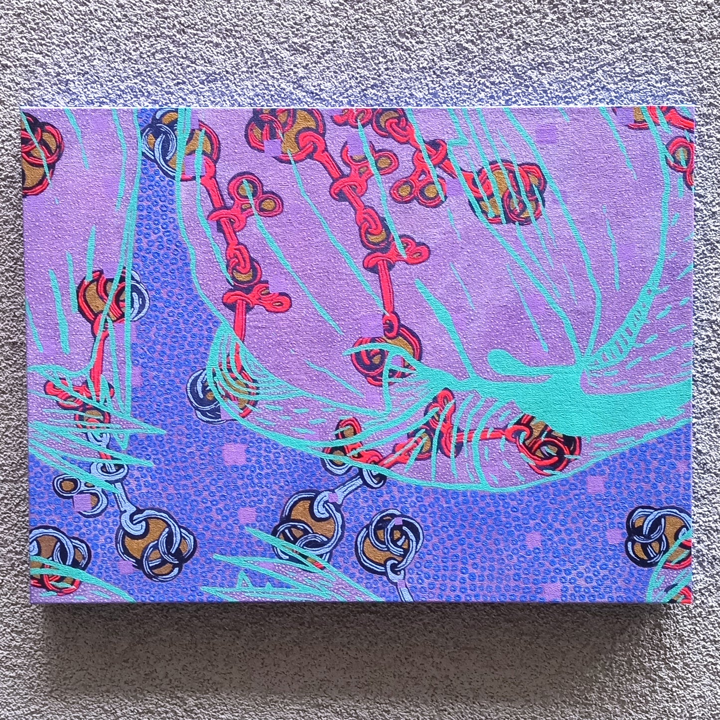 Painting + Silkscreen Textile Wall Art 12" x 16"