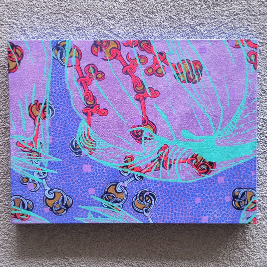 Painting + Silkscreen Textile Wall Art 12" x 16"