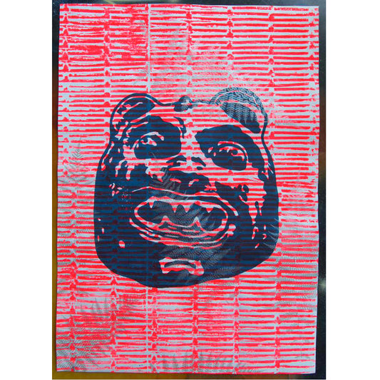 Bear Mask on Textured Background with Silver Ferns // By Hand Screenprint