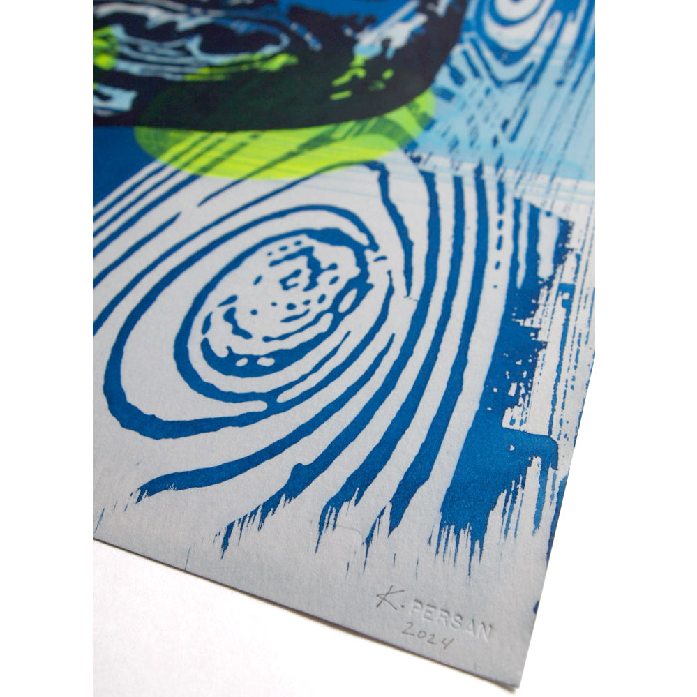 Cyanotype and Bear Mask Screenprint on Paper 18" x 24"