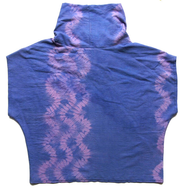 Indigo + Purple Hand Woven Cotton High Neck Cozy Top