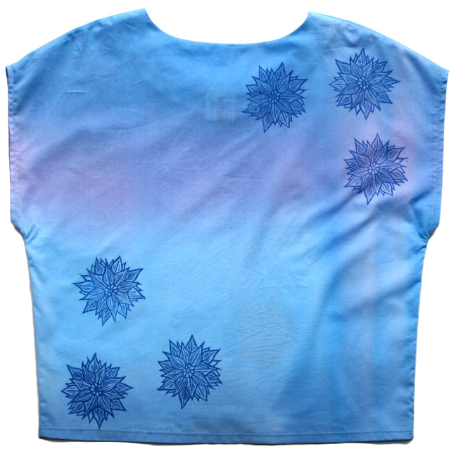 Watery Blues Stripes Cotton and Blockprinted Box Top