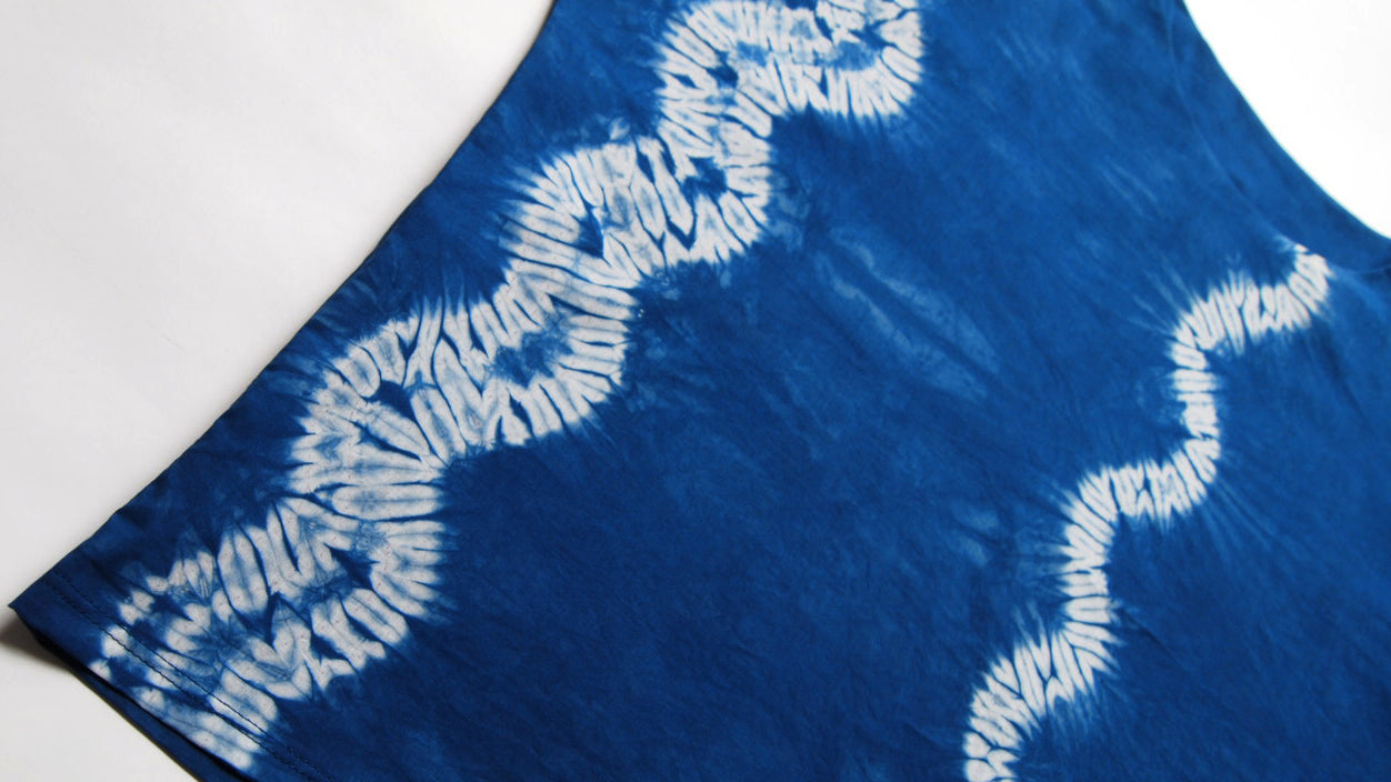 Indigo Stitch Resist Shibori Box Top (thriple row, right side)