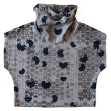 Load image into Gallery viewer, Grey Jersey with Polka Dots High Neck Cozy Top with Bubble Wrap and Weeds Print