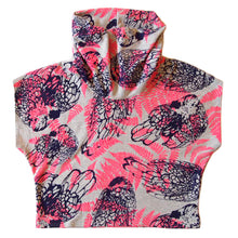 Load image into Gallery viewer, Confetti Grey Jersey High Neck Cozy Top with Hot Pink and Purple Print
