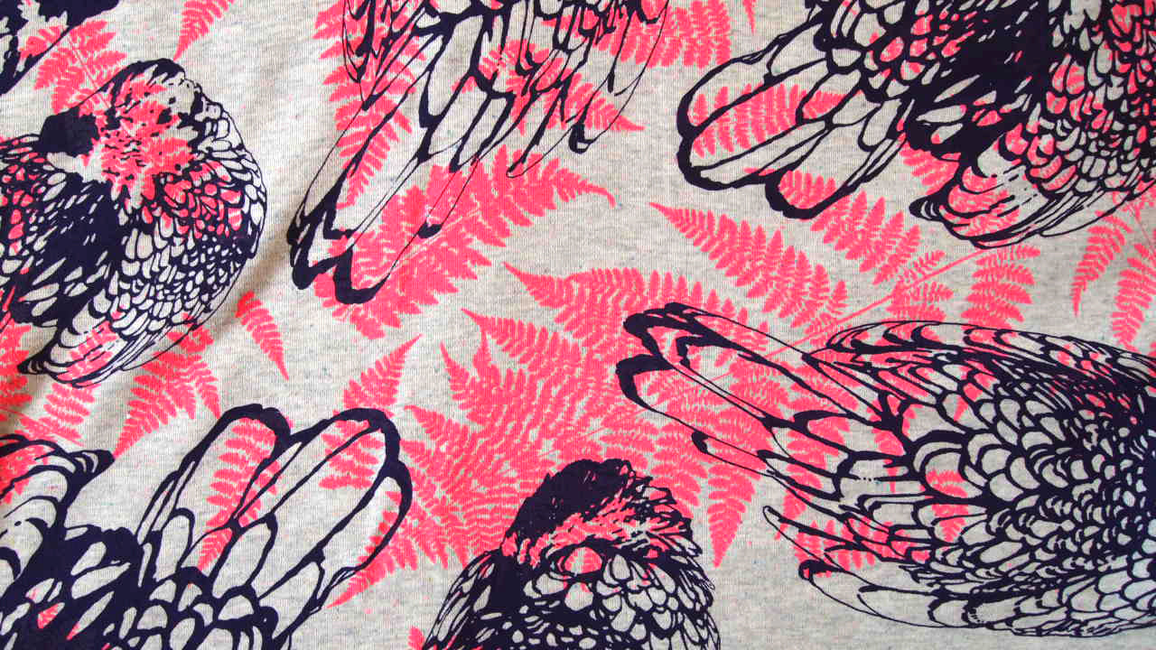 Confetti Grey Jersey High Neck Cozy Top with Hot Pink and Purple Print