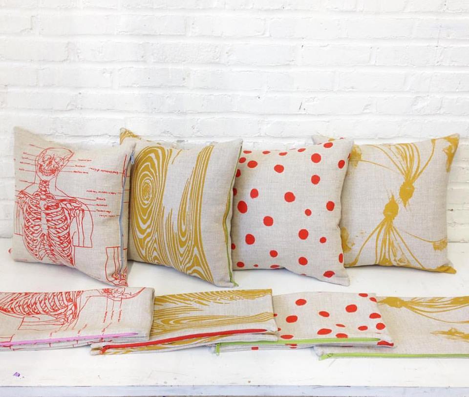 Custom Printed and Made Silkscreened Basketweave Linen Pillows