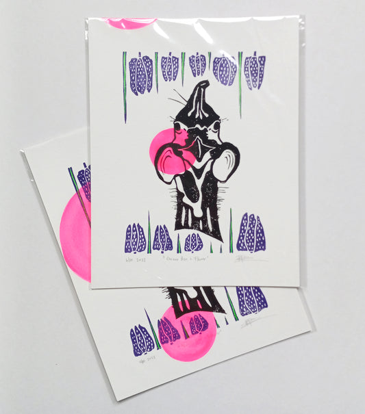 Guinea Hen + Guinea Hen Flowers on Paper 8.5" x 11"