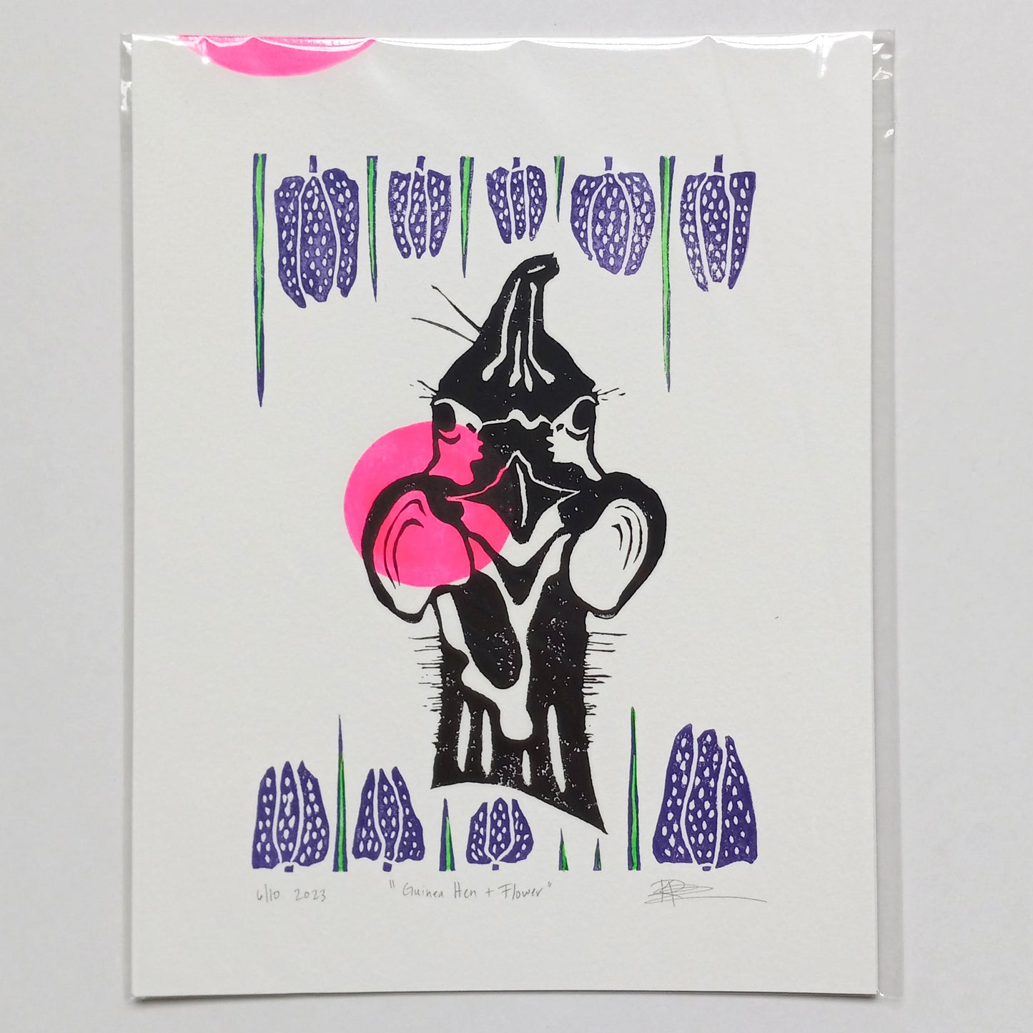 Guinea Hen + Guinea Hen Flowers on Paper 8.5" x 11"