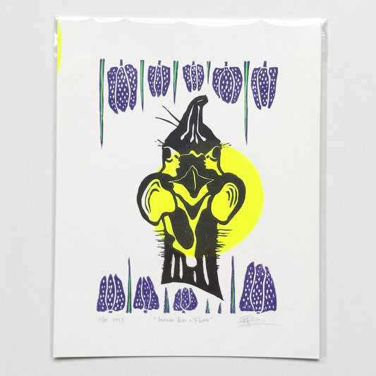 Guinea Hen + Guinea Hen Flowers on Paper 8.5" x 11"