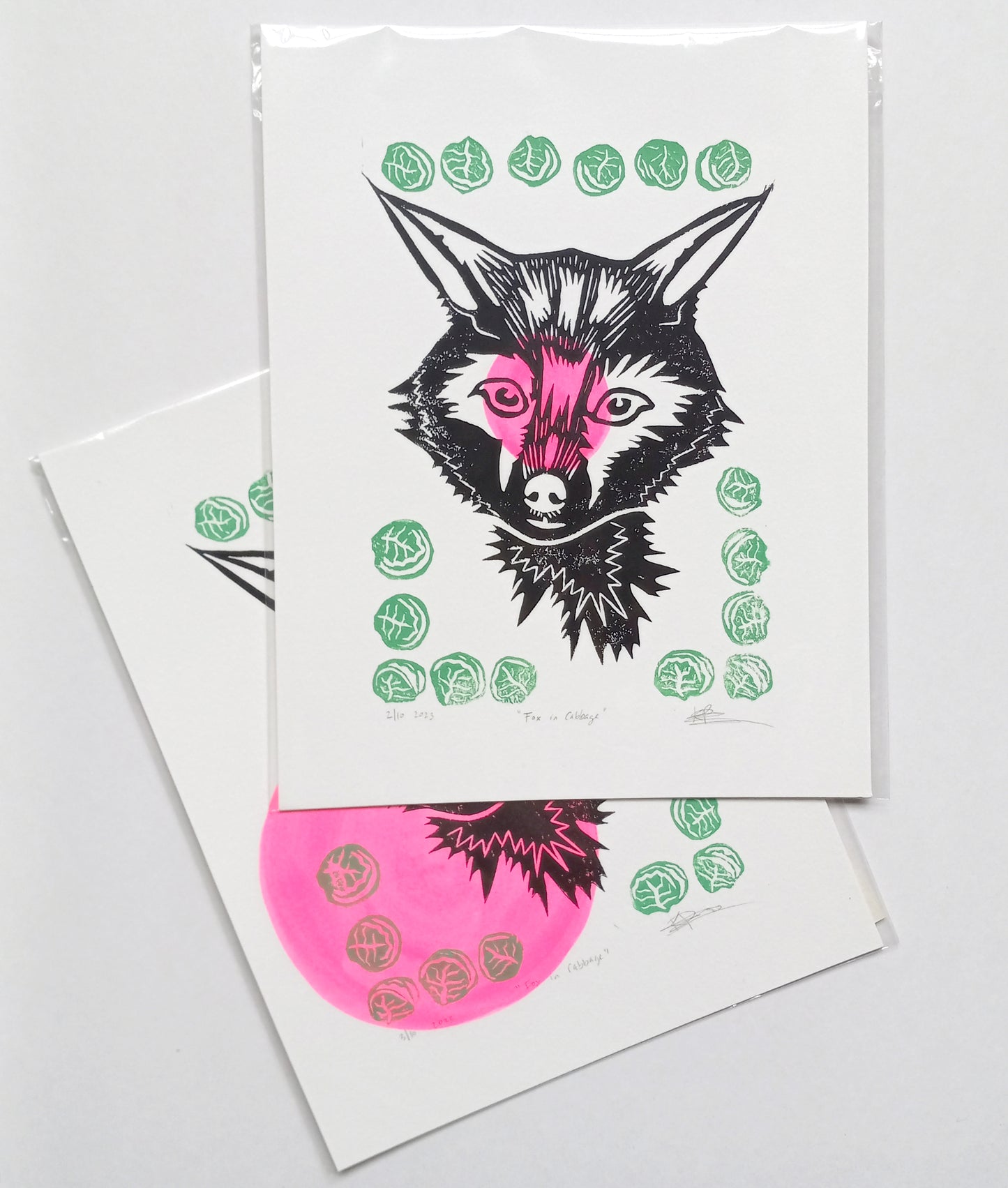 Fox + Cabbage on Paper 8.5" x 11"