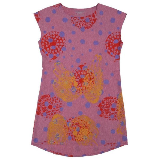 Silk Blend Shift Dress // Cochineal Pink with Polka Dots