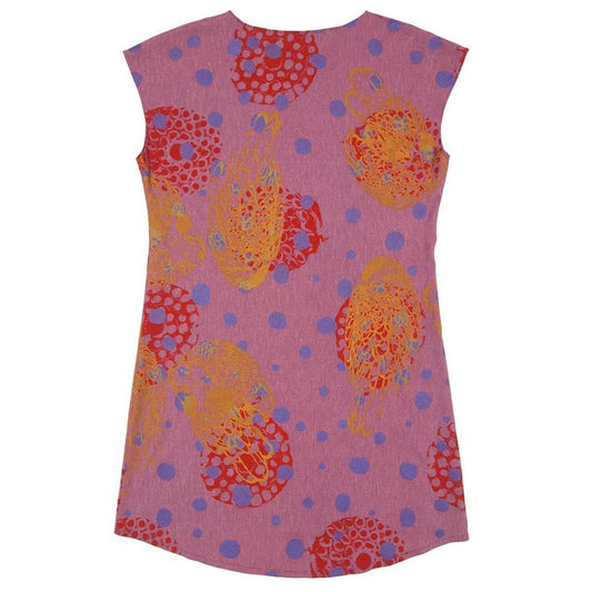 Silk Blend Shift Dress // Cochineal Pink with Polka Dots
