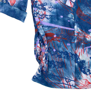 Blues Silky Bamboo Kimono Style Wrap with Coconuts