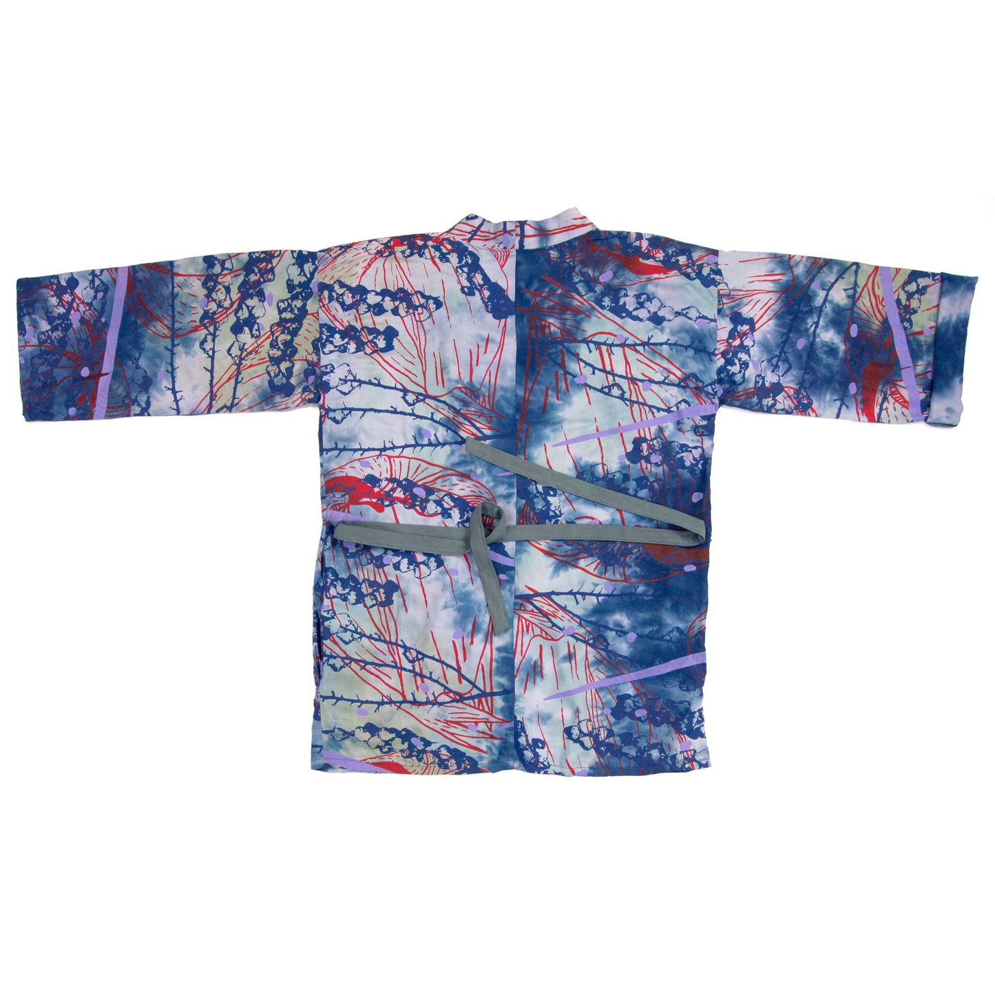 Blues Silky Bamboo Kimono Style Wrap with Coconuts