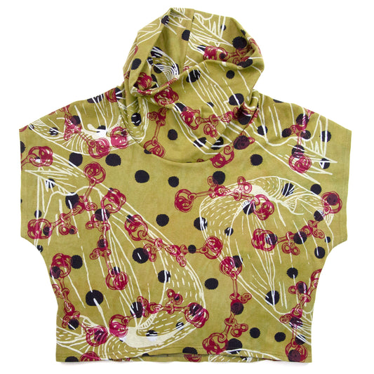 Olive Green Hemp Jersey High Neck Cozy Top