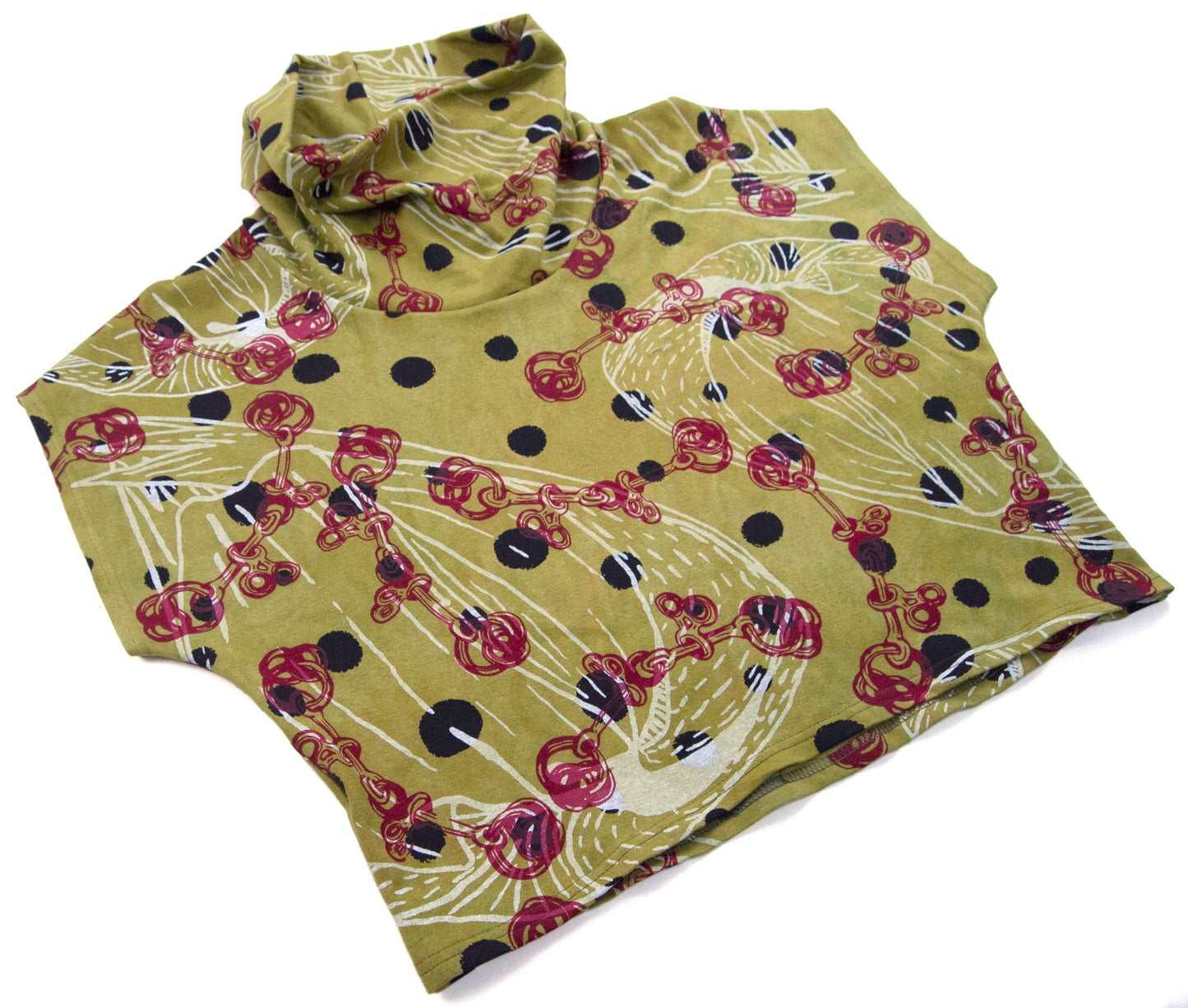 Olive Green Hemp Jersey High Neck Cozy Top