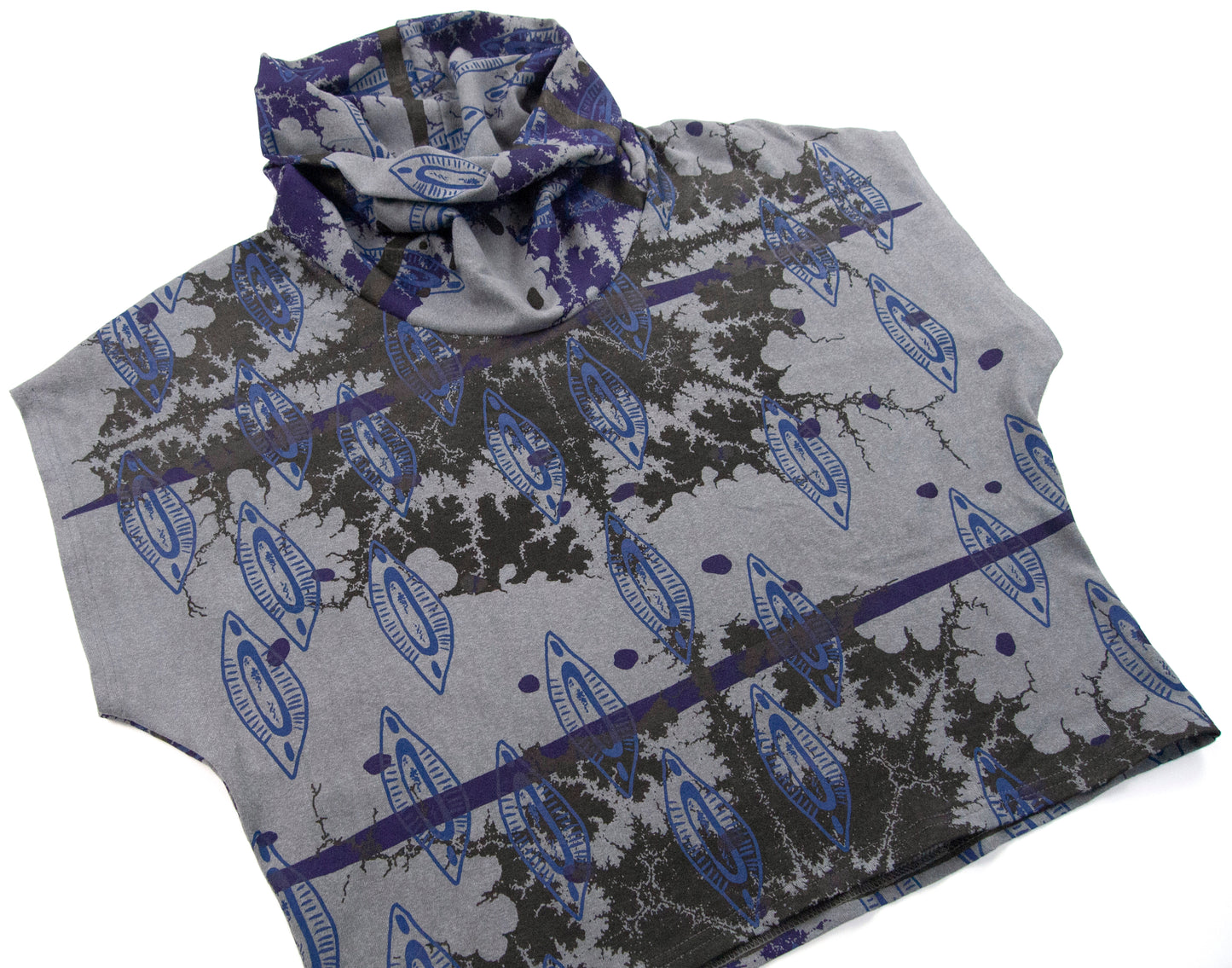 Grey Hemp Jersey High Neck Cozy Top