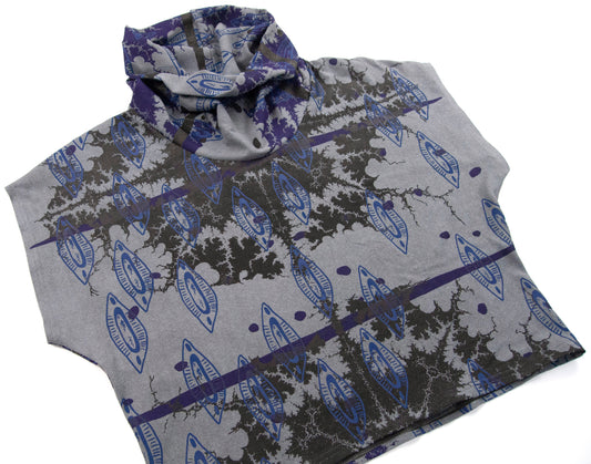 Grey Hemp Jersey High Neck Cozy Top