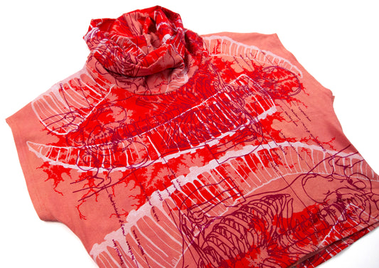 Orange Hemp Jersey High Neck Cozy Top