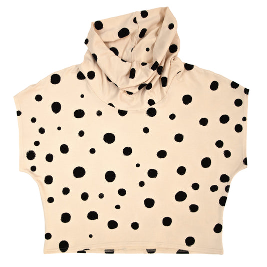Bamboo Jersey Knit Cowl // Black Polka Dots on Cream