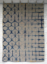 Load image into Gallery viewer, Indigo Dyed Linen with Printed Rhinos and Islands