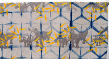 Load image into Gallery viewer, Indigo Dyed Linen with Printed Rhinos and Islands