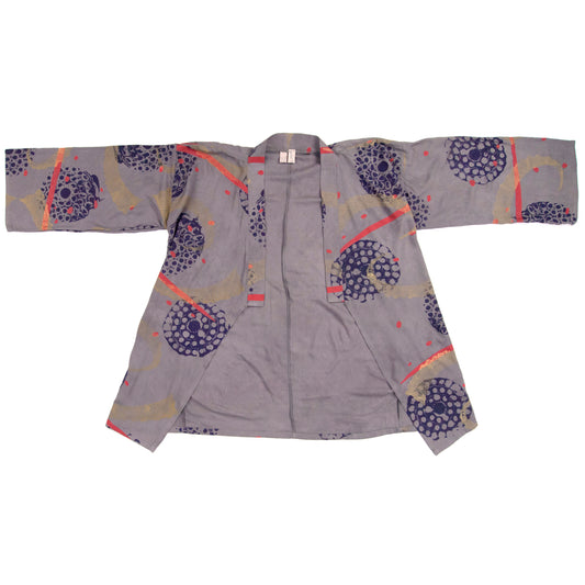 Grey Silky Bamboo Kimono Style Wrap with Firework Remnants