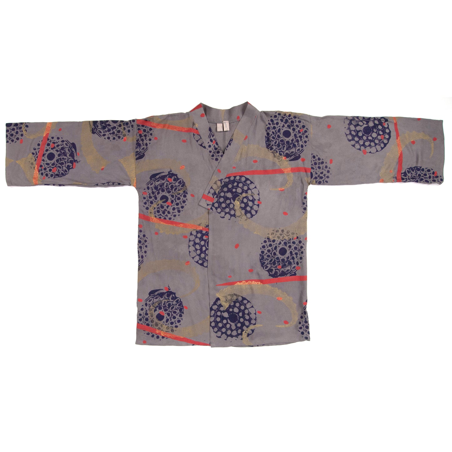 Grey Silky Bamboo Kimono Style Wrap with Firework Remnants