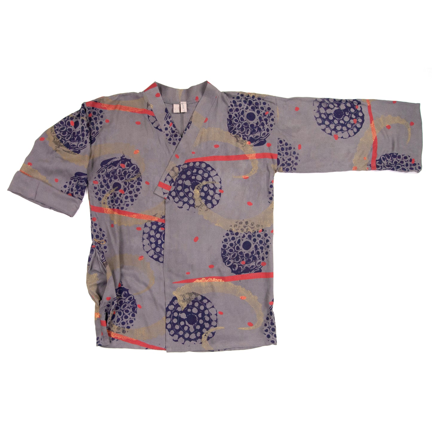 Grey Silky Bamboo Kimono Style Wrap with Firework Remnants